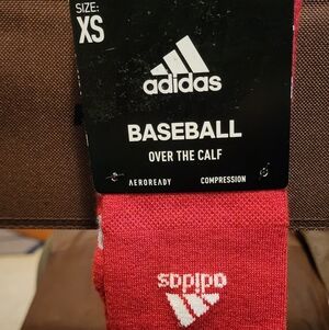 2 Pair Adidas One Red One Black Over the Calf Baseball Socks